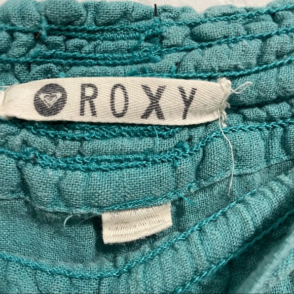 Roxy Linen Pants Teal Blue Green Wide Leg Oceanside Flare Pant Womens XS - Picture 6 of 9